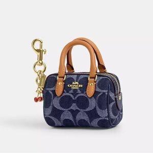 NEW Limited Coach CZ083 Mini Rowan Bag Charm In Signature Denim 💙